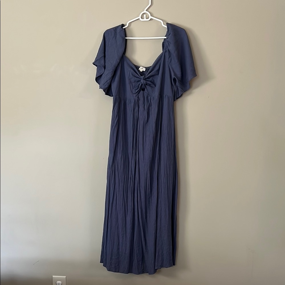 Ott Pleated Tie Front Midi Dress